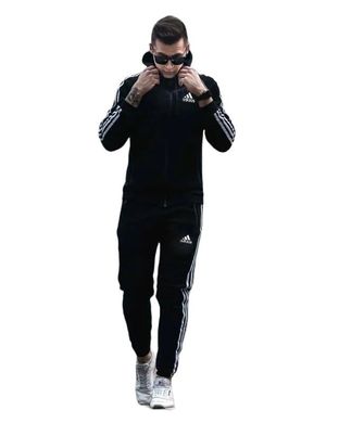 Чоловічий спортивний костюм Adidas чорний (капюшон), Чорний, 2XL