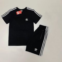 Спортивный костюм Adidas летний (футболка и шорты), Черный, S
