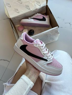 Кросівки NIKE AIR Jordan 1 Low Travis Scott Lilac White Black, Рожевий, 36
