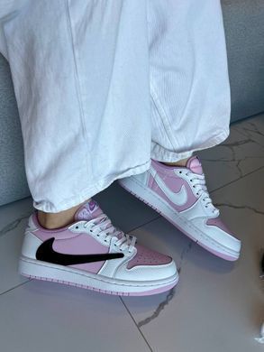 Кросівки NIKE AIR Jordan 1 Low Travis Scott Lilac White Black, Рожевий, 36