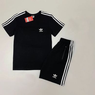 Спортивний костюм Adidas літній (футболка та шорти), Чорний, S