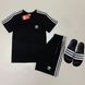 Спортивний костюм Adidas літній (футболка та шорти), Чорний, S