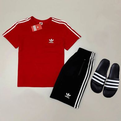 Спортивний костюм Adidas літній (Червоний, чорний), Червоний, S