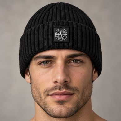 Шапка Stone Island чорна, Чорний, one size