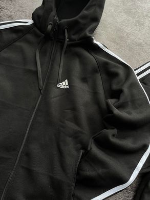 Теплий спортивний костюм ADIDAS з капюшоном, ФЛІС, Чорно-білий, S