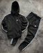 Теплий спортивний костюм ADIDAS з капюшоном, ФЛІС, Чорно-білий, S