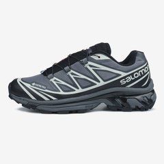 Вологостійкі кросівки SALOMON XT-6 Grey Soft Ground Black GORE-TEX, Темно-сірий, 36
