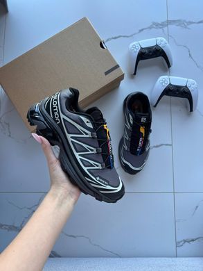 Вологостійкі кросівки SALOMON XT-6 Grey Soft Ground Black GORE-TEX, Темно-сірий, 36