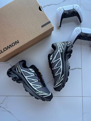 Вологостійкі кросівки SALOMON XT-6 Grey Soft Ground Black GORE-TEX, Темно-сірий, 36