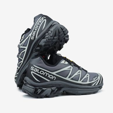 Вологостійкі кросівки SALOMON XT-6 Grey Soft Ground Black GORE-TEX, Темно-сірий, 36