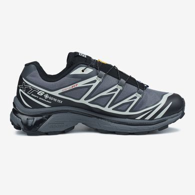 Вологостійкі кросівки SALOMON XT-6 Grey Soft Ground Black GORE-TEX, Темно-сірий, 36