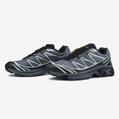 Вологостійкі кросівки SALOMON XT-6 Grey Soft Ground Black GORE-TEX, Темно-сірий, 36