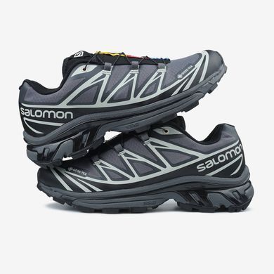 Вологостійкі кросівки SALOMON XT-6 Grey Soft Ground Black GORE-TEX, Темно-сірий, 36
