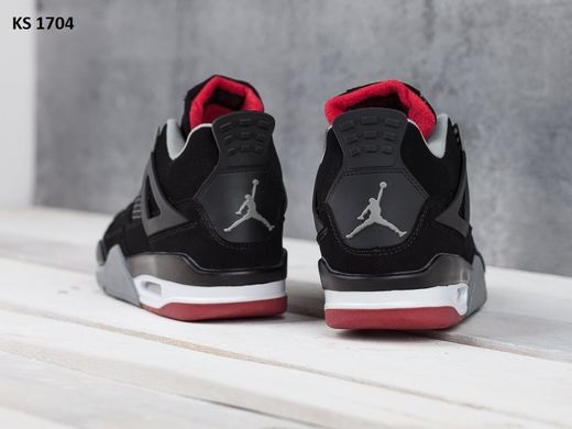 Кросівки Nike Air Jordan 4 Retro Black Grey (Чорний), Чорний, 46