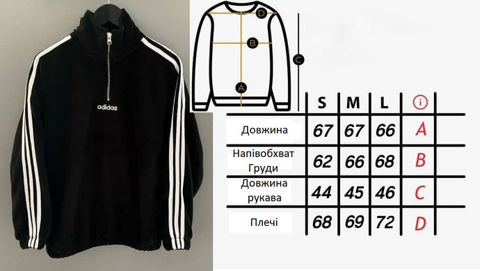 Світшот Adidas Black Polar ❄️ (Чорний), Чорний, S