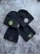 Шапка STONE ISLAND чорна з зеленим вишивка, Чорний, one size