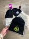 Шапка STONE ISLAND чорна з зеленим вишивка, Чорний, one size