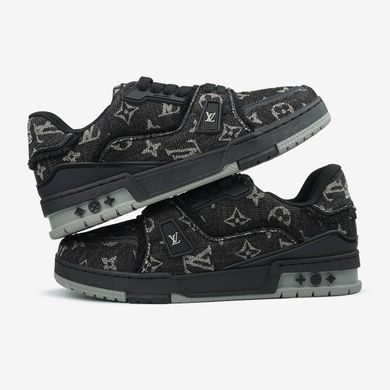 Кросівки Louis Vuitton Trainer Black Grey Logo, Чорний, 39