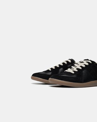 Кеди Maison Margiela Replica Black Calf Leather Sneakers, Чорний, 36