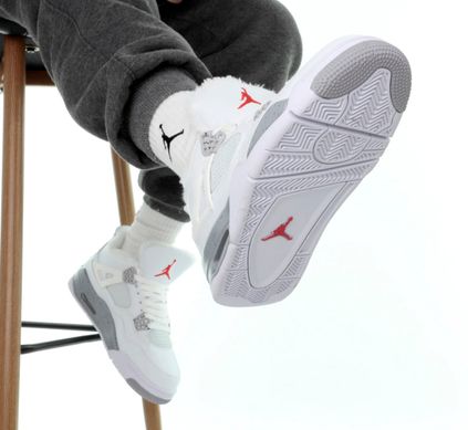 Зимові кросівки Nike Air Jordan 4 Retro White Winter ❄️ (Білий, хутро), Білий, 36