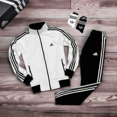 Чоловічий спортивний костюм Adidas білий/чорний , Чорно-білий, 2XL