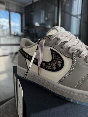 Кросівки Nike Air Jordan 1 Retro Low Dior, Сірий, 36