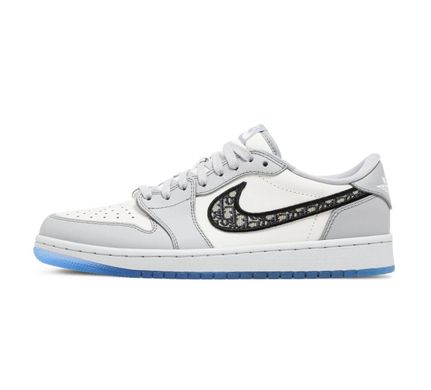 Кросівки Nike Air Jordan 1 Retro Low Dior, Сірий, 36