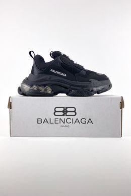 Кросівки Balenciaga Triple S Clear Sole Total Black (Чорний), Чорний, 36