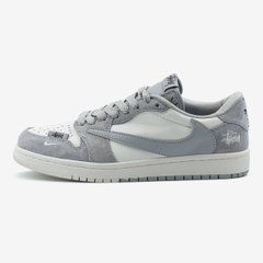 Кросівки Nike Air Jordan 1 Low x Travis Scott x Stussy Grey, Сірий, 37