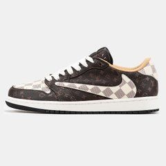 Кросівки Nike Air Jordan 1 Low x Travis Scott x Louis Vuitton, Коричневий, 40
