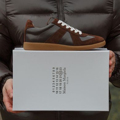 Кеди Maison Margiela Replica Brown Leather Sneakers, Коричневий, 40