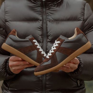 Кеди Maison Margiela Replica Brown Leather Sneakers, Коричневий, 40