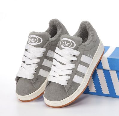 Зимові кросівки Adidas Campus 00s Grey White Fur❄️(Сірий), Сірий, 36