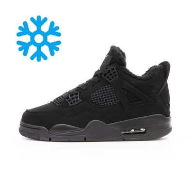 Зимові кросівки Nike Air Jordan 4 Retro Black Cat ❄️(Хутро), Чорний, 40