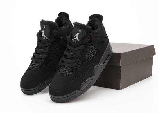 Зимові кросівки Nike Air Jordan 4 Retro Black Cat ❄️(Хутро), Чорний, 40