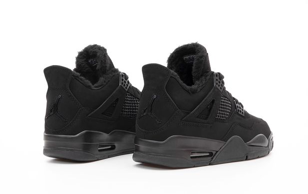 Зимові кросівки Nike Air Jordan 4 Retro Black Cat ❄️(Хутро), Чорний, 40