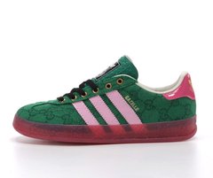 Кросівки Adidas Gazelle X Gucci GG Green Pink (Зелений), Зелений, 36