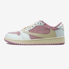 Кросівки Nike Jordan 1 Low OG SP Travis Scott Pink White Beige , Рожевий, 36