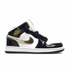 Кросівки Nike Air Jordan 1 Mid  •Patent golden black• (Чорний, білий), Комбінований, 36