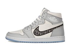 Кроссовки Nike Air Jordan 1 Retro x Dior Grey, Белый, 40