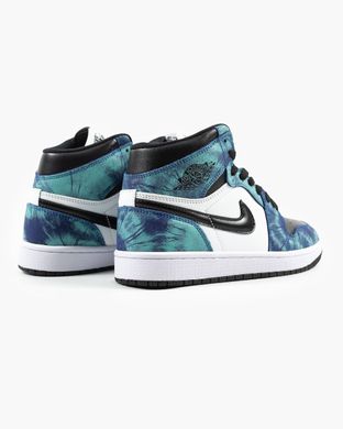 Кросівки Nike Air Jordan 1 Mid Tie-Die White Black Blue, Комбінований, 36