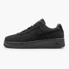 Кросівки Stussy x Nike Air Force 1 Black (Чорний), Чорний, 40