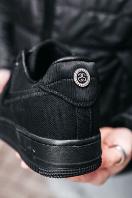 Кросівки Stussy x Nike Air Force 1 Black (Чорний), Чорний, 40