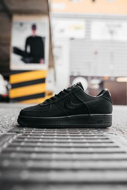 Кросівки Stussy x Nike Air Force 1 Black (Чорний), Чорний, 40