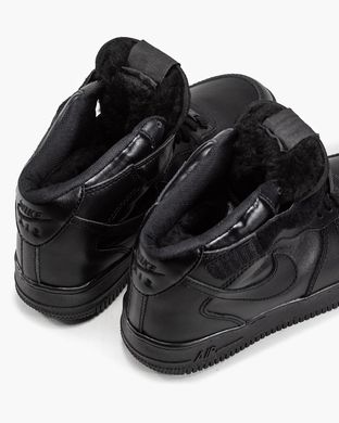 Зимові кросівки Nike Air Force 1 High Black ХУТРО❄️(Чорний), Чорний, 41