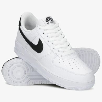 Кросівки чоловічі Nike Air Force 1 07 White Original (Black Swoosh), Білий, 41
