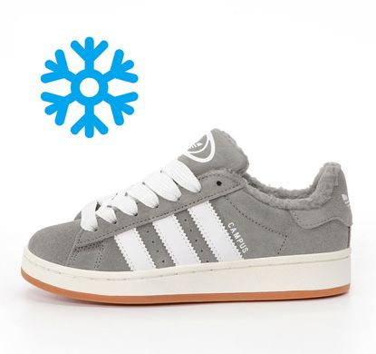 Зимові кросівки Adidas Campus 00s Grey White Fur❄️(Сірий), Сірий, 36