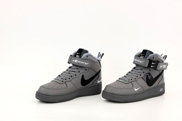 Кросівки зимові Nike Air Force 1 High Grey на хутрі ❄️ (Сірий) , Сірий, 40