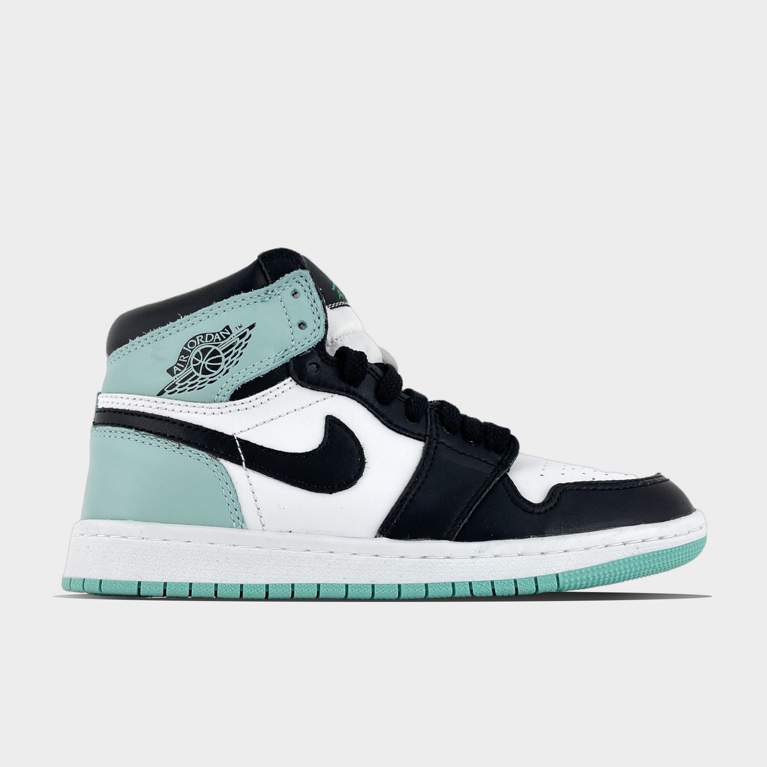 Mint green best sale and grey jordans