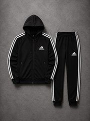 Чоловічий спортивний костюм Adidas чорний (капюшон), Чорний, 2XL